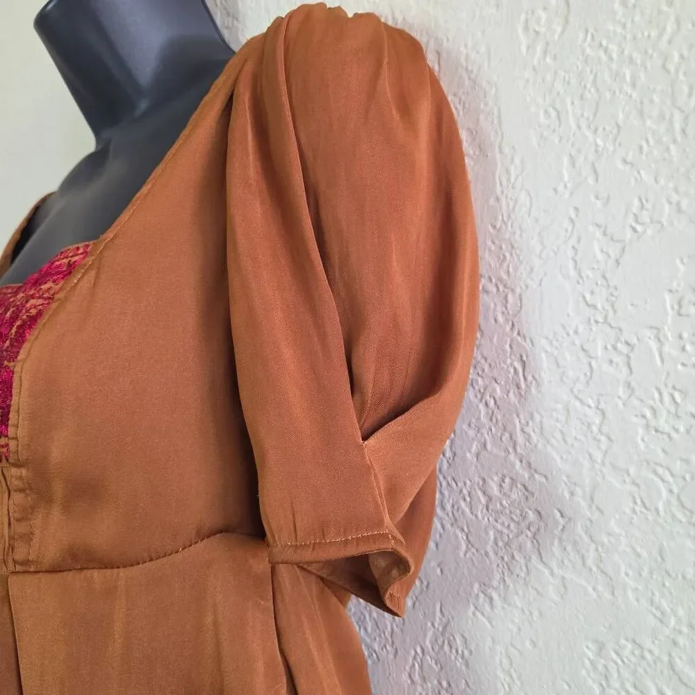 Free People Embroidered Puff Sleeve Blouse